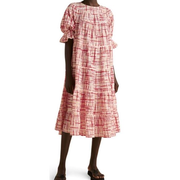 MERLETTE Women's Paradis Printed Dress, Berry Crosshatch Print S - Picture 10 of 10